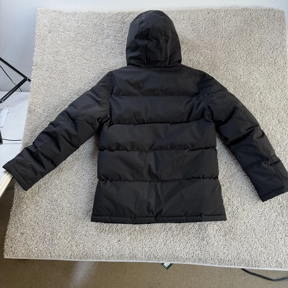 Levi's Jacket Mens Medium Black Hooded Puffer Insulated Snap Pockets Lined